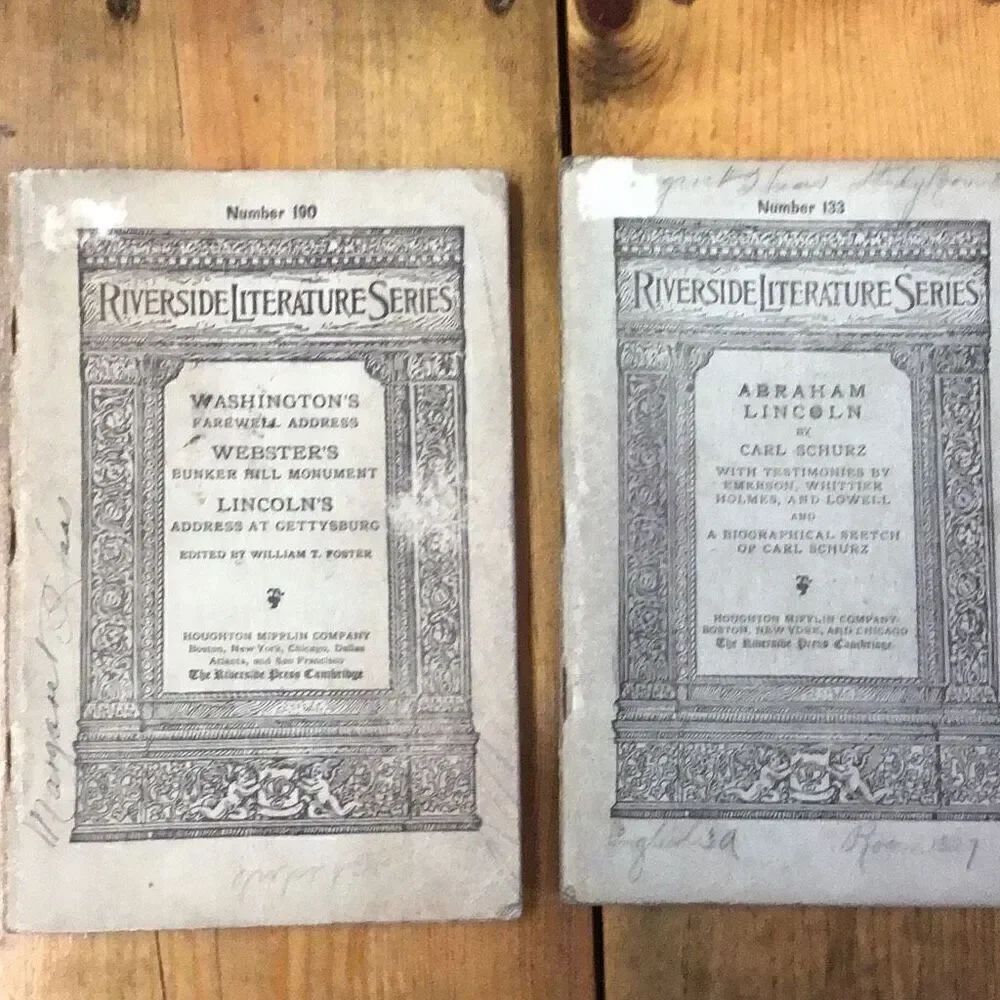 Vintage pair of riverside literatures, Abraham Lincoln, 190 and 133